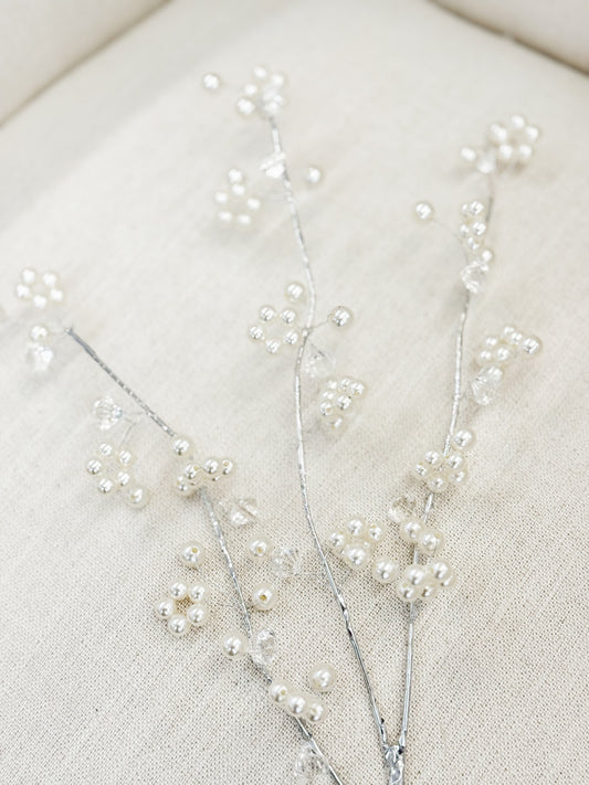 Bundle Of Six Pearl/Bead Spray Clear Pearl 25”