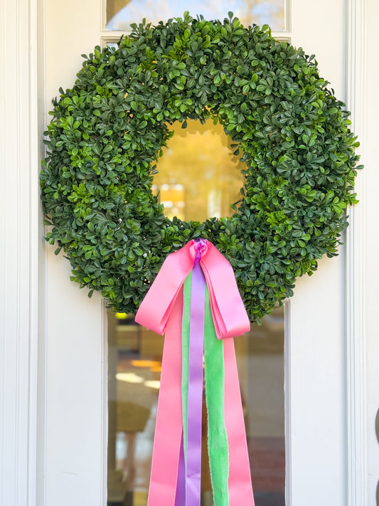 Blissful Bow Boxwood Wreath