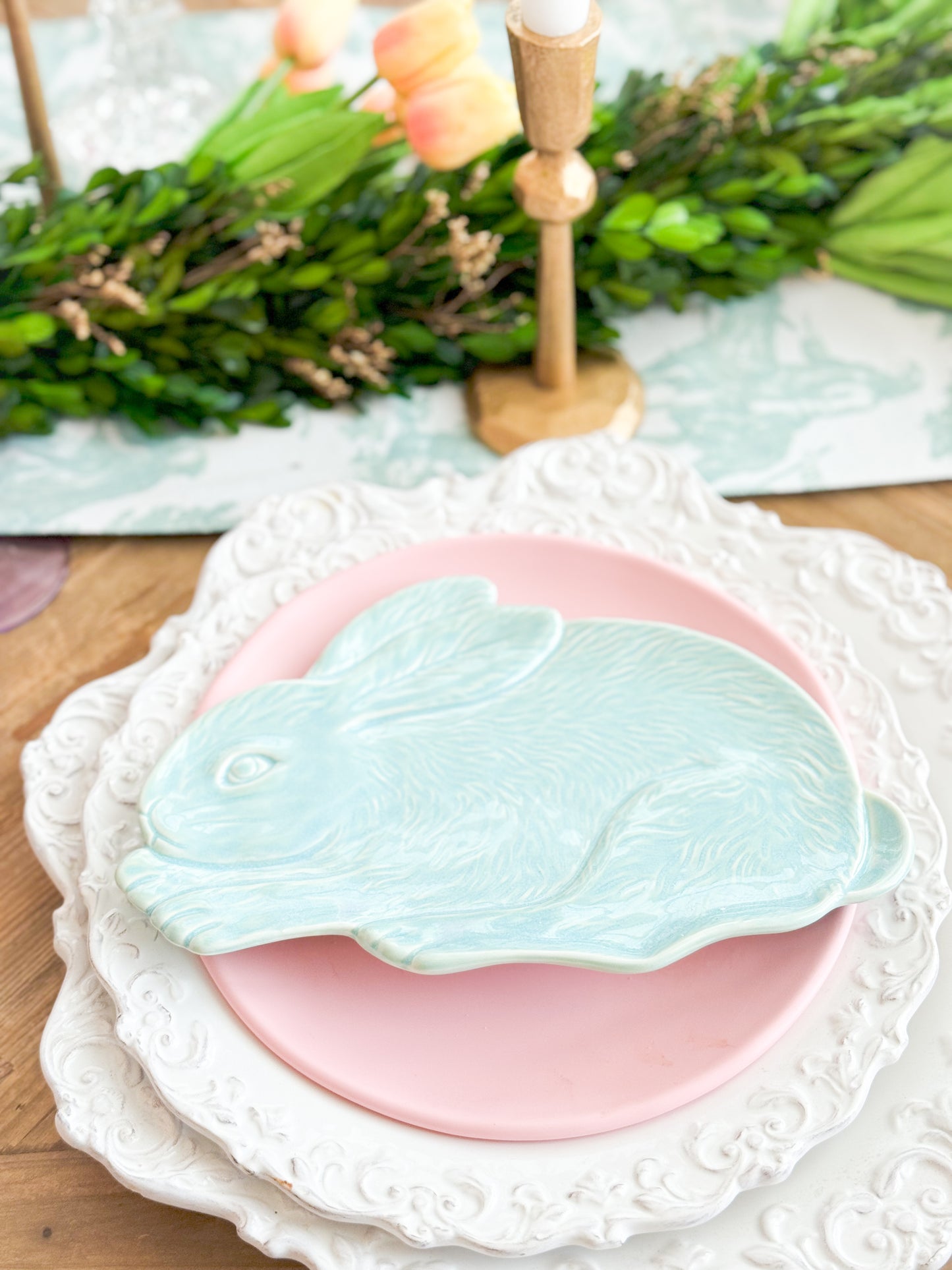 Set Of Four Bunny Plates