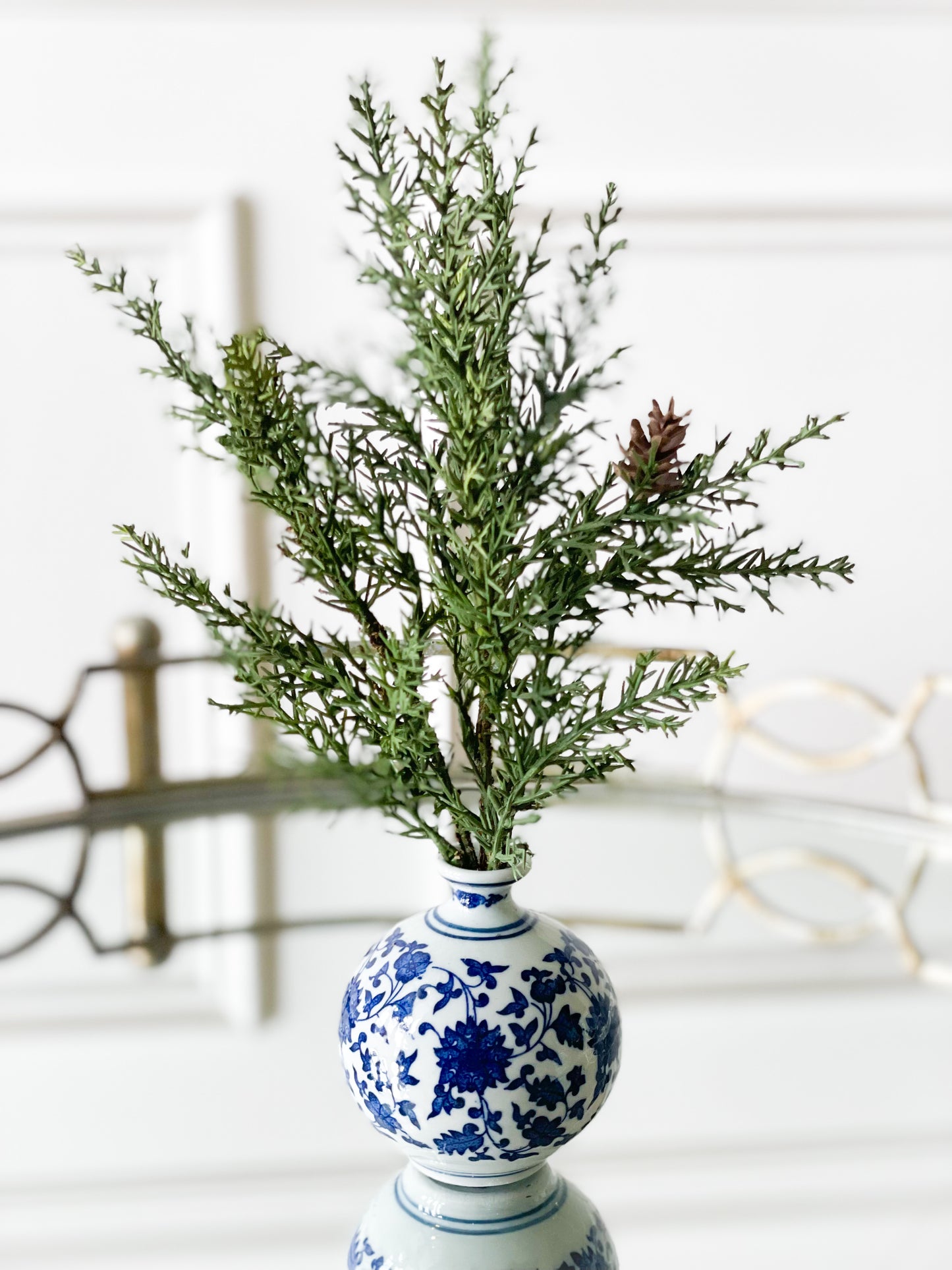 Set Of Three Pine In Chinoiserie Vase