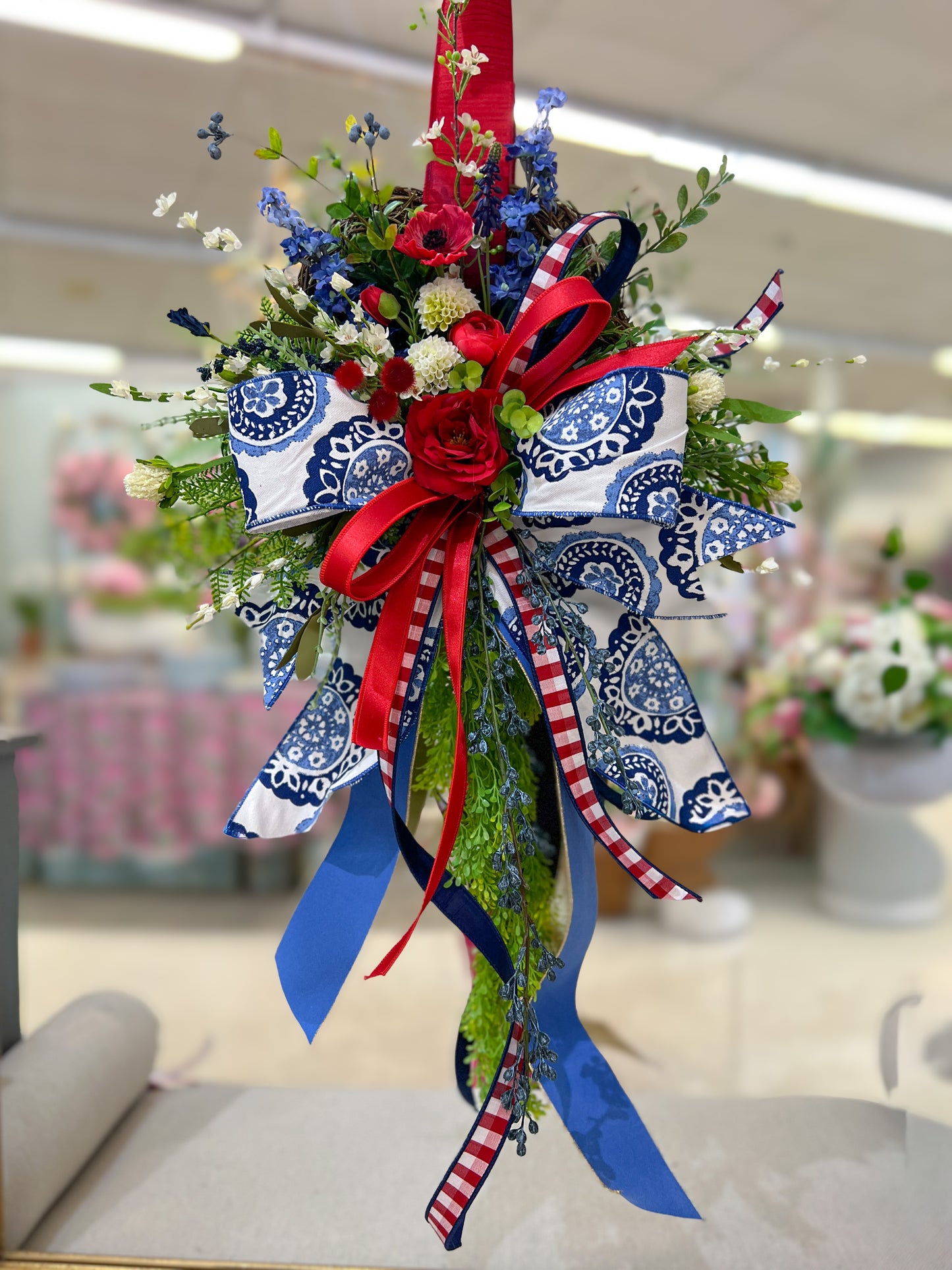 Petite Blue Willow American Moss Wreath