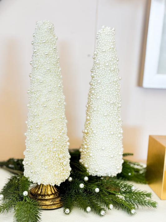 Set of 2 Luminesse Pearl Cone Trees