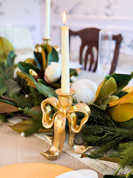 Set Of 3 Bow Candle Holders