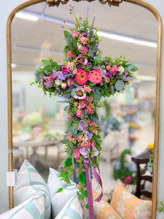 The Petals And Promises Cross Wreath