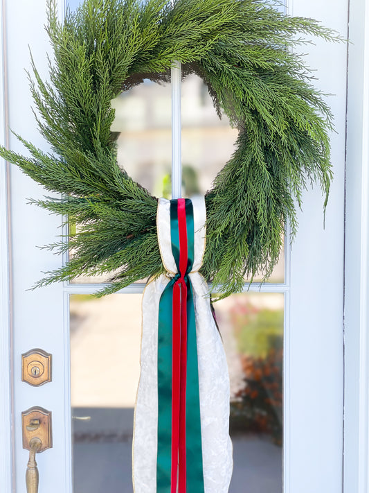 Seasonal Sash With Cedar Wreath