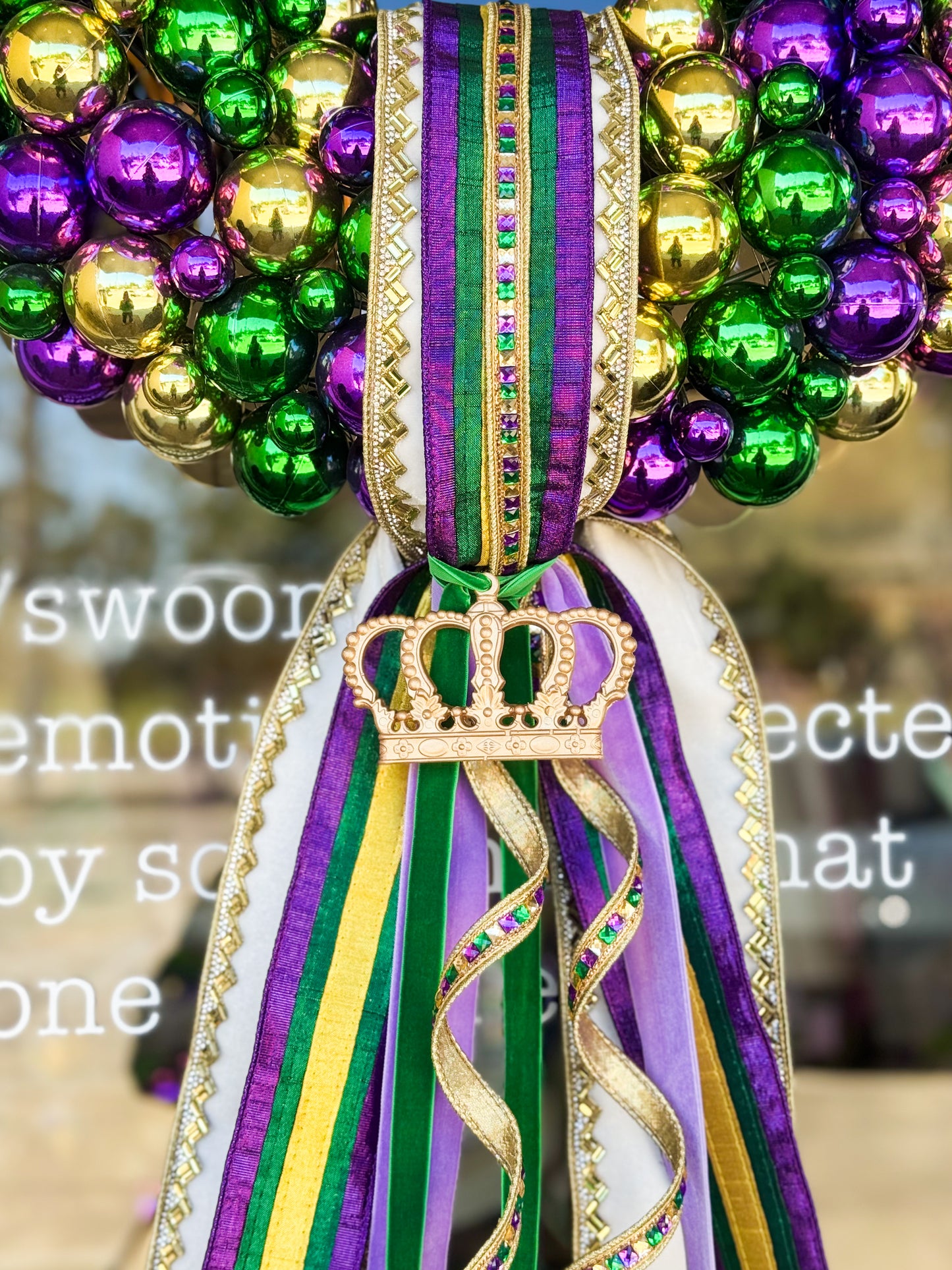 Let Them Swoon Mardi Gras Wreath | Luxury Purple, Green & Gold Crown Wreath (16” & 25”)