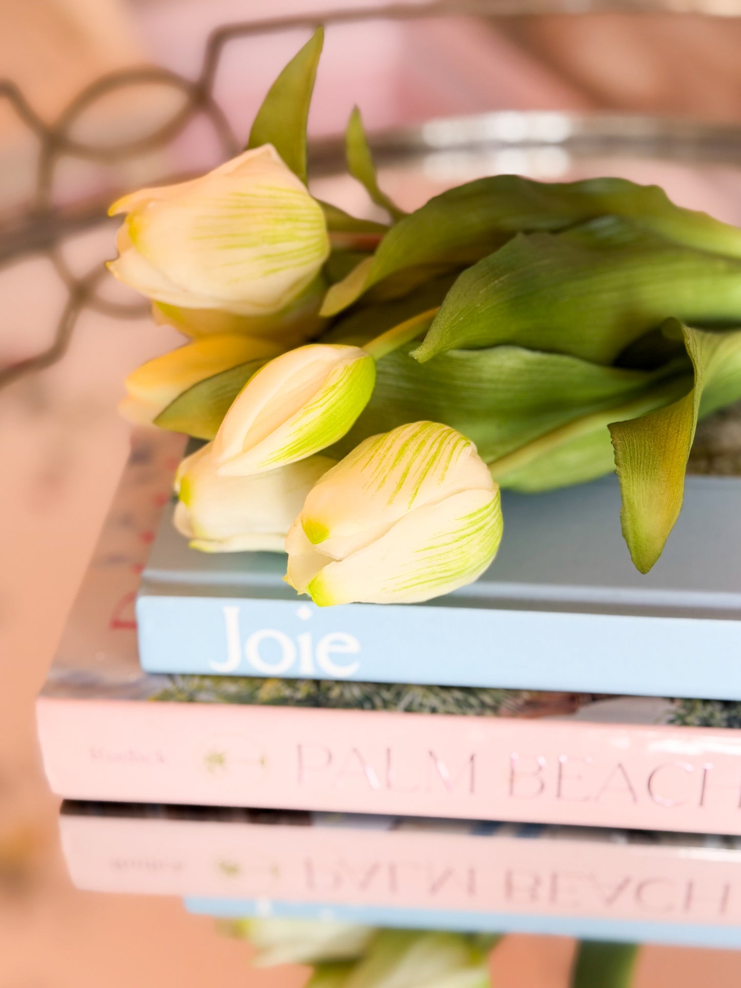 11.75” Real Touch White Tulips