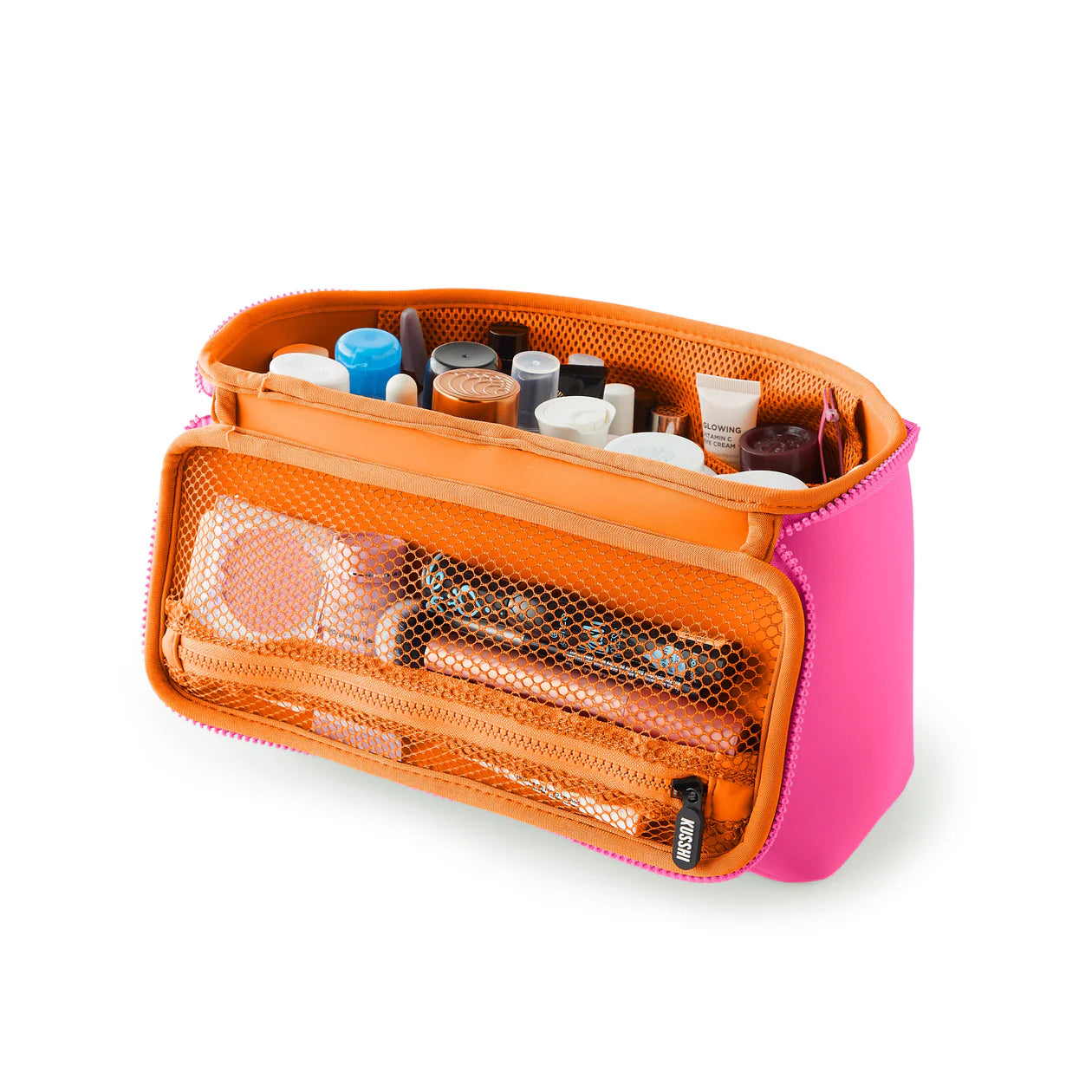 KUSSHI Neoprene Train Case - Large , Pink/Orange