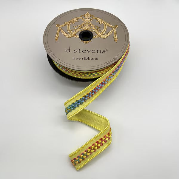 Dupion Bright Mix Color Center Braid , Light Yellow Ribbon