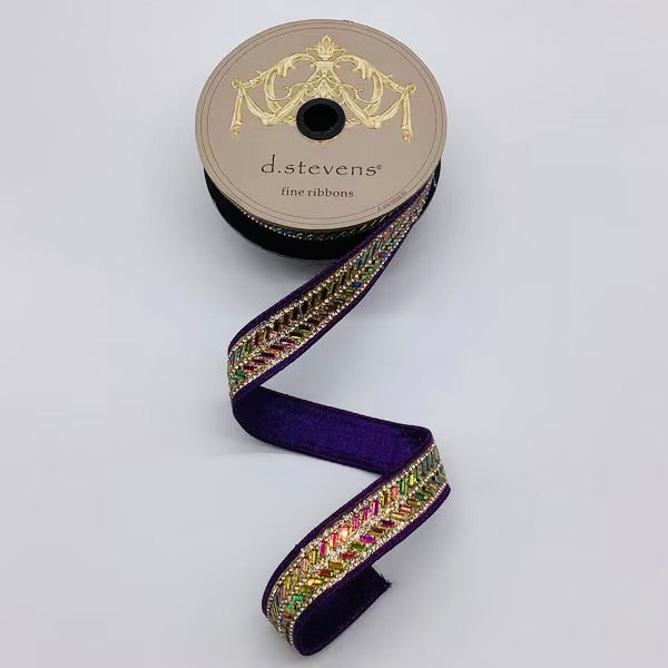 1" x 5yds metallic dupion iris herringbone center trim