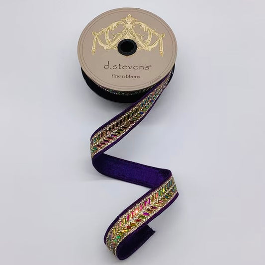 1" x 5yds metallic dupion iris herringbone center trim