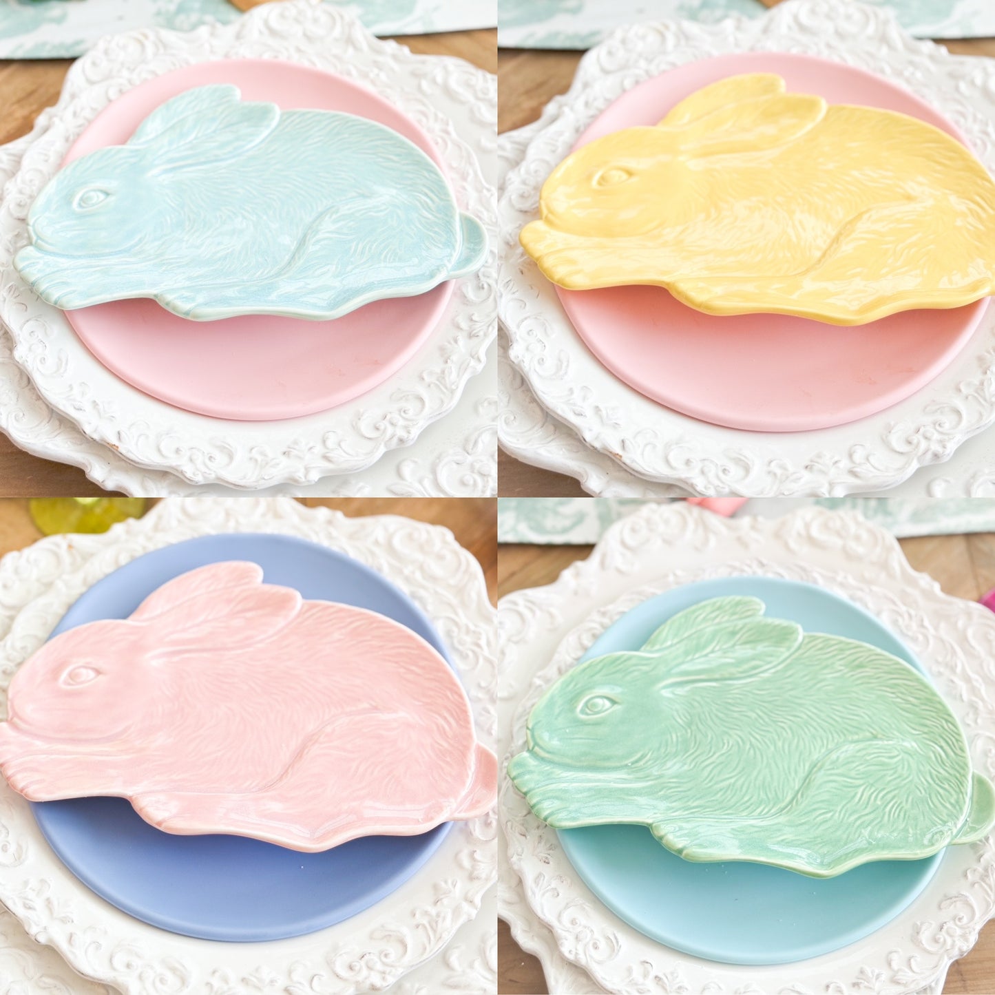 Set Of Four Bunny Plates