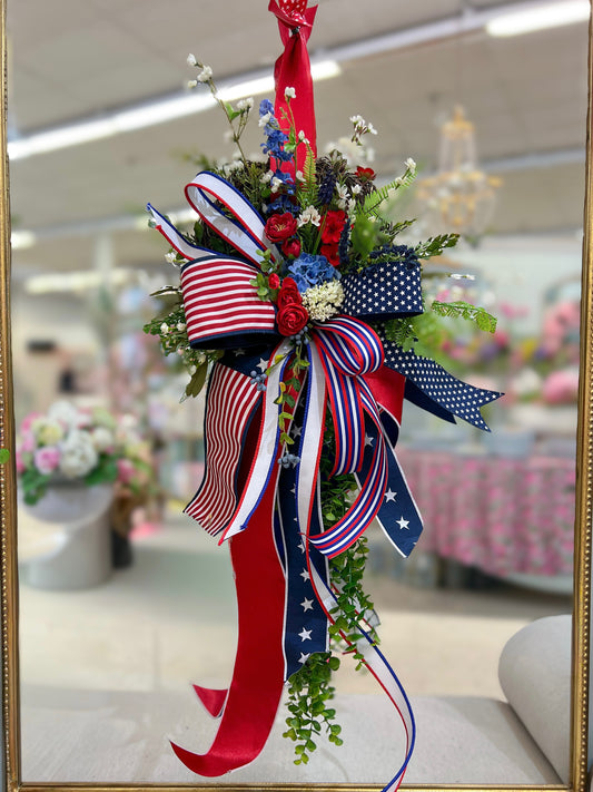 Petite All-American Ribbon Garden Moss Wreath Set (Set of 2)