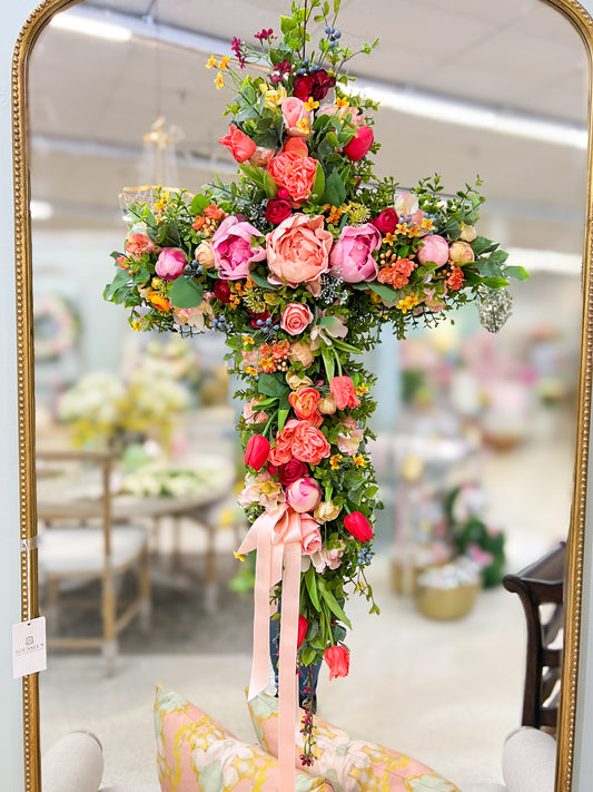 Promise in Bloom Floral Cross Wreath