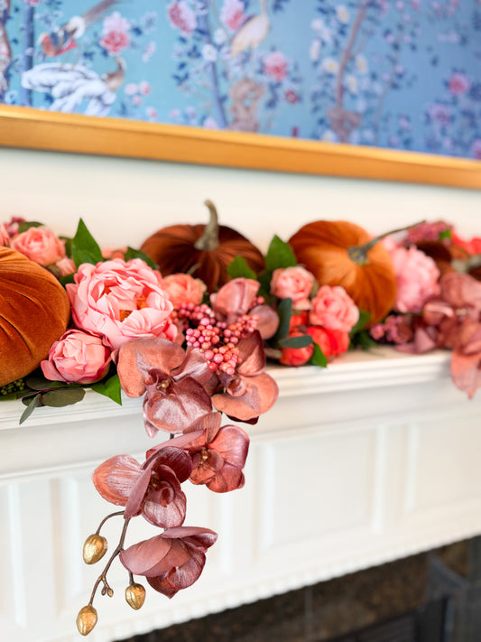 Autumn Rosewood Mantle Tablescape/Garland Decor Box