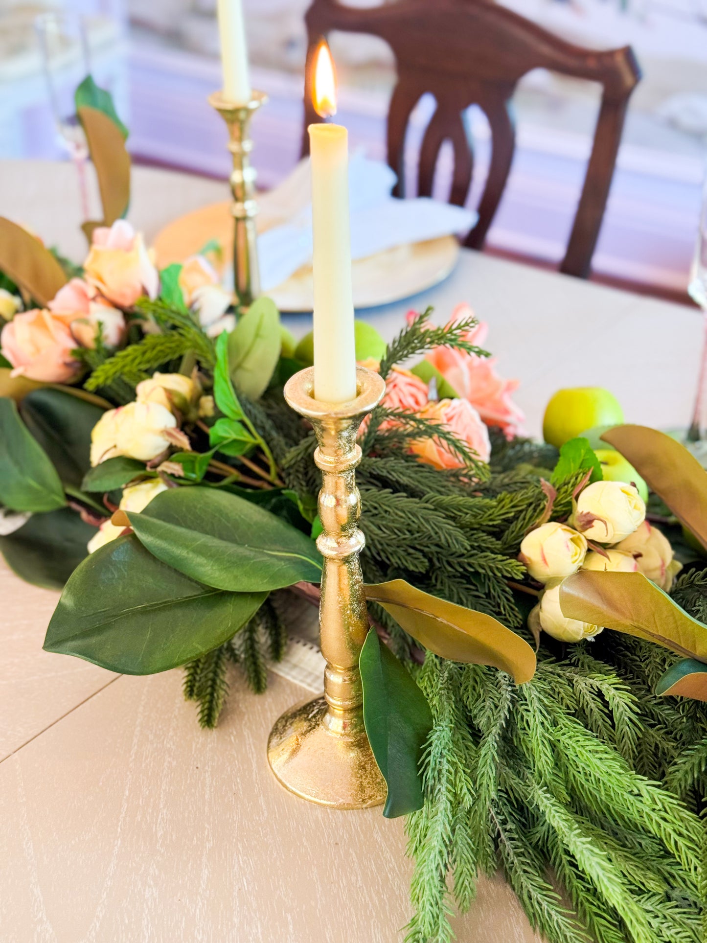 Gilded Champagne Gold Candle Holder Set of Two