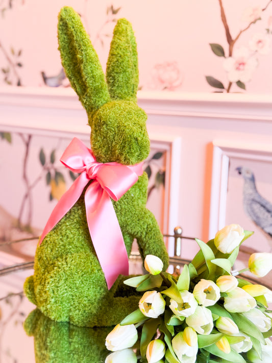 Moss Bunny With Satin Bow