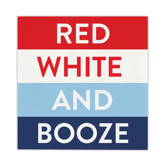 SLANT- Beverage Napkins - Red White And Booze - 20ct