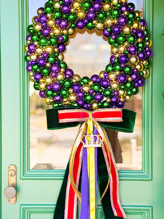 Carnival Couture Mardi Gras Wreath And Bow
