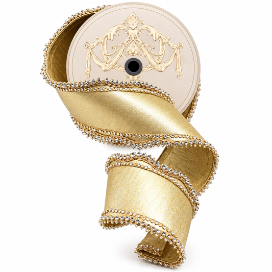 metallic dupion jewel scallop edge, gold