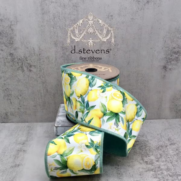 Poplin Lemons, Celedon Back Ribbon