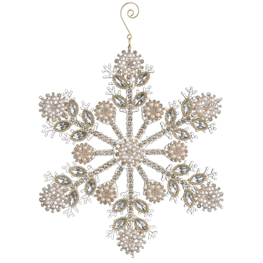 10.5" Pearl And Jewel Snowflake Ornament