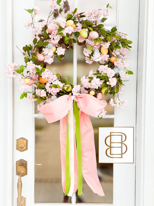 Blissful Bow Egg Cherry Blossom Wreath