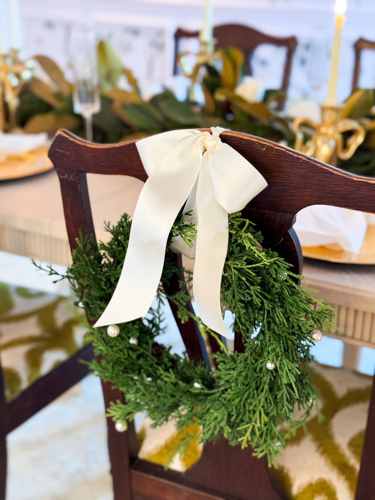 The Versailles Noel Satin Bow Christmas Wreath