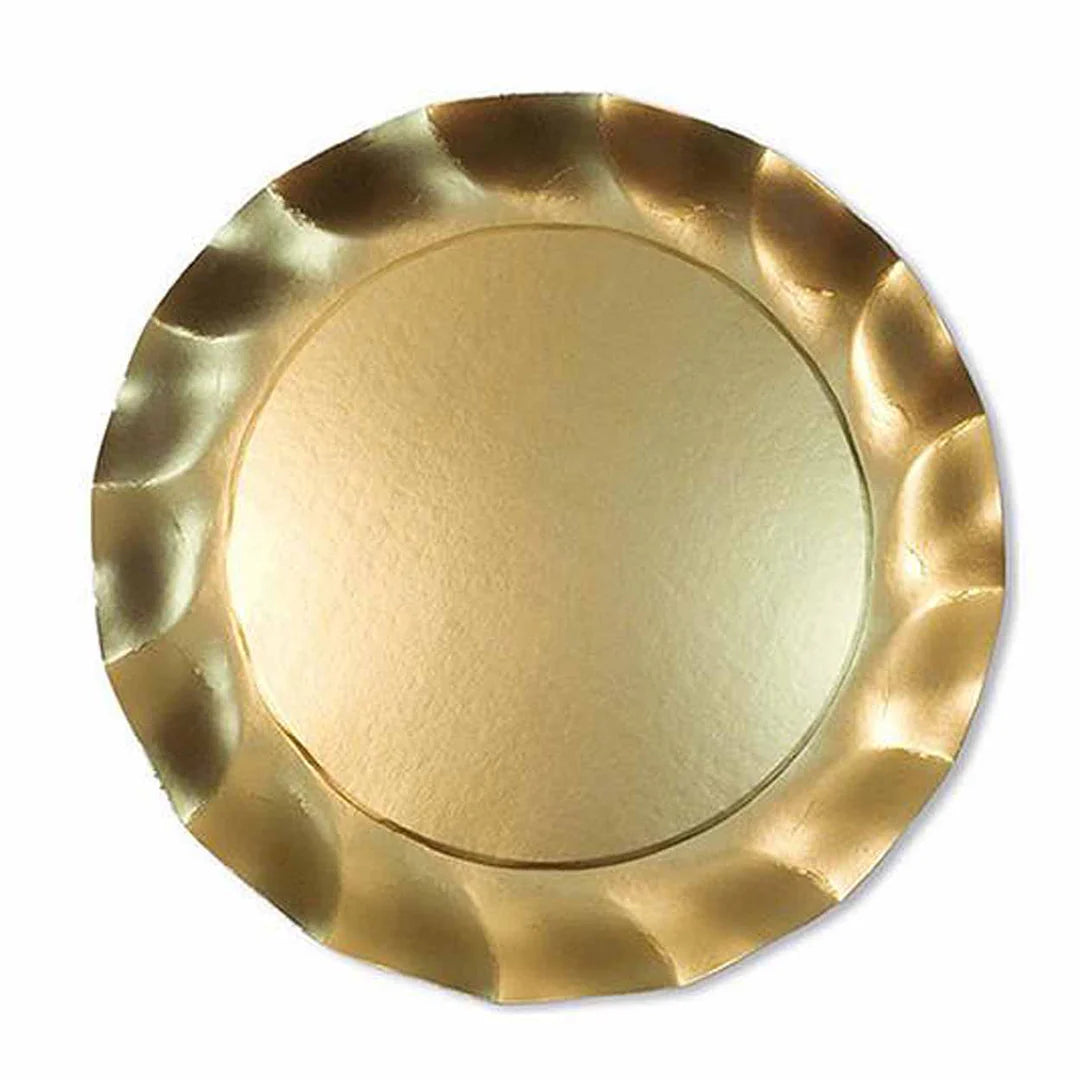 SOPHISTIPLATE Satin Gold Wavy Paper Chargers/8pk