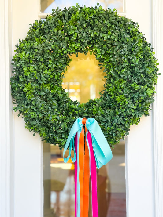 Blissful Bow Boxwood Wreath