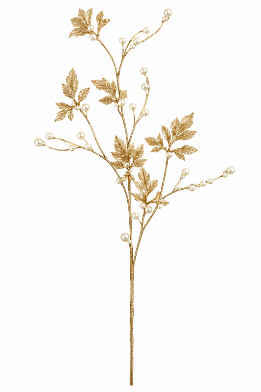 Gold Pearl Metallic Leaf Spray