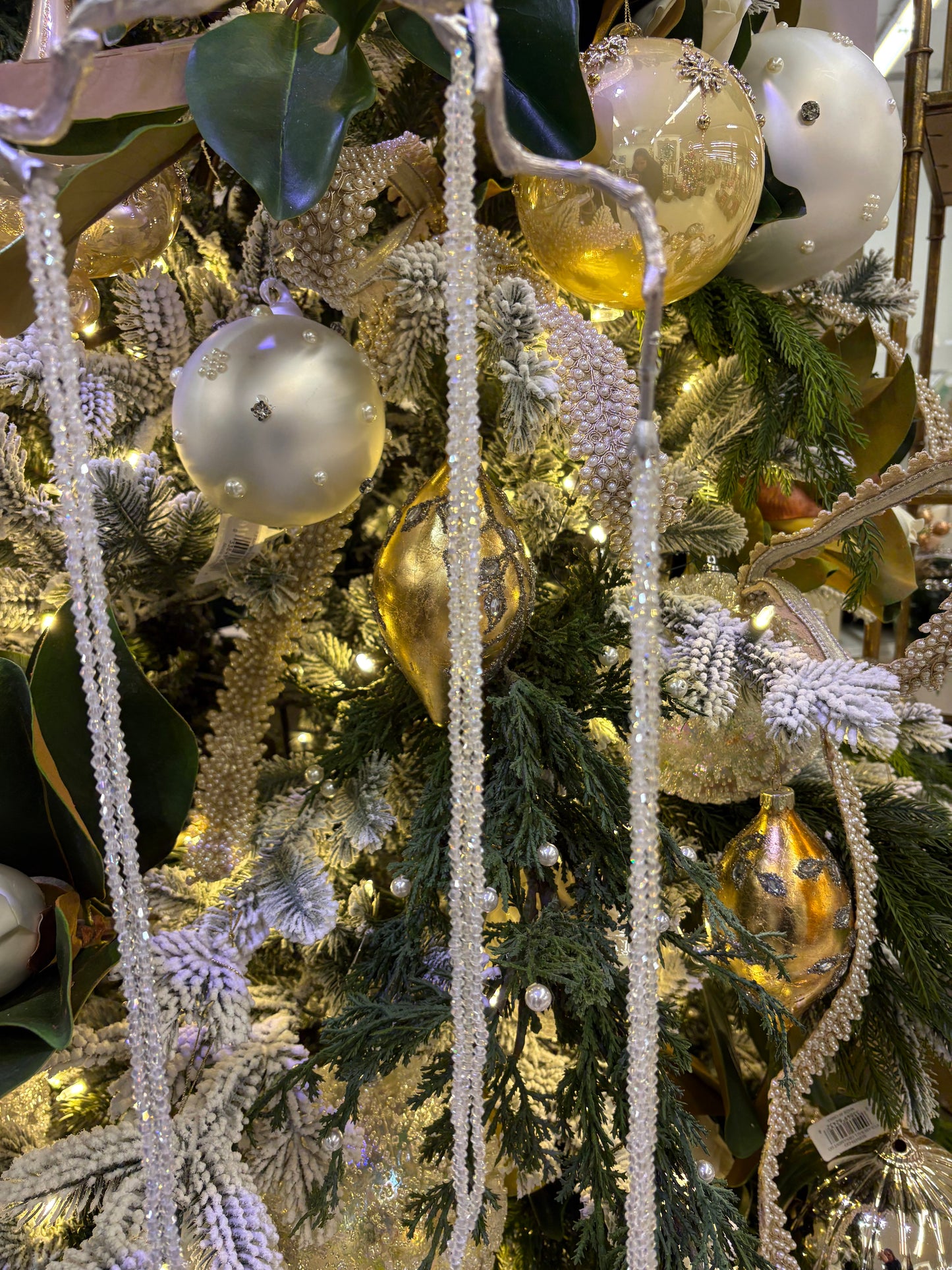 40” Crystal Teardrop Beaded Spray on Metallic Branch- Set of 3