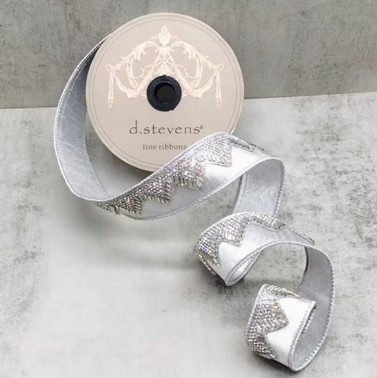 Metallic Dupion Art deco jewel trim, silver