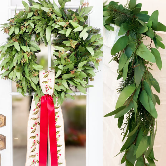 The Yuletide Eucalyptus Wreath And Garland Front Door Blanc Box