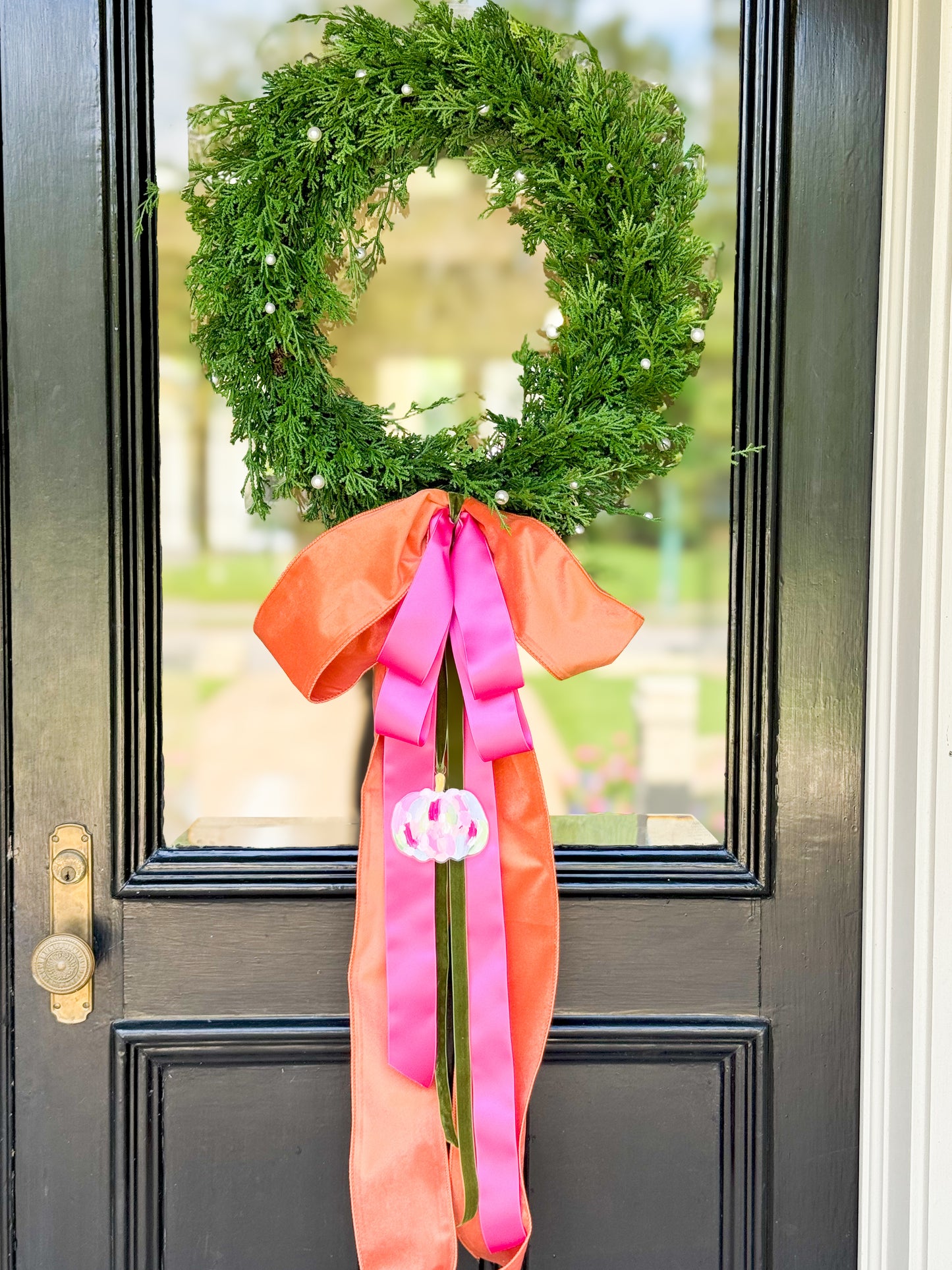 Painted Pumpkin And Pearl Wreath