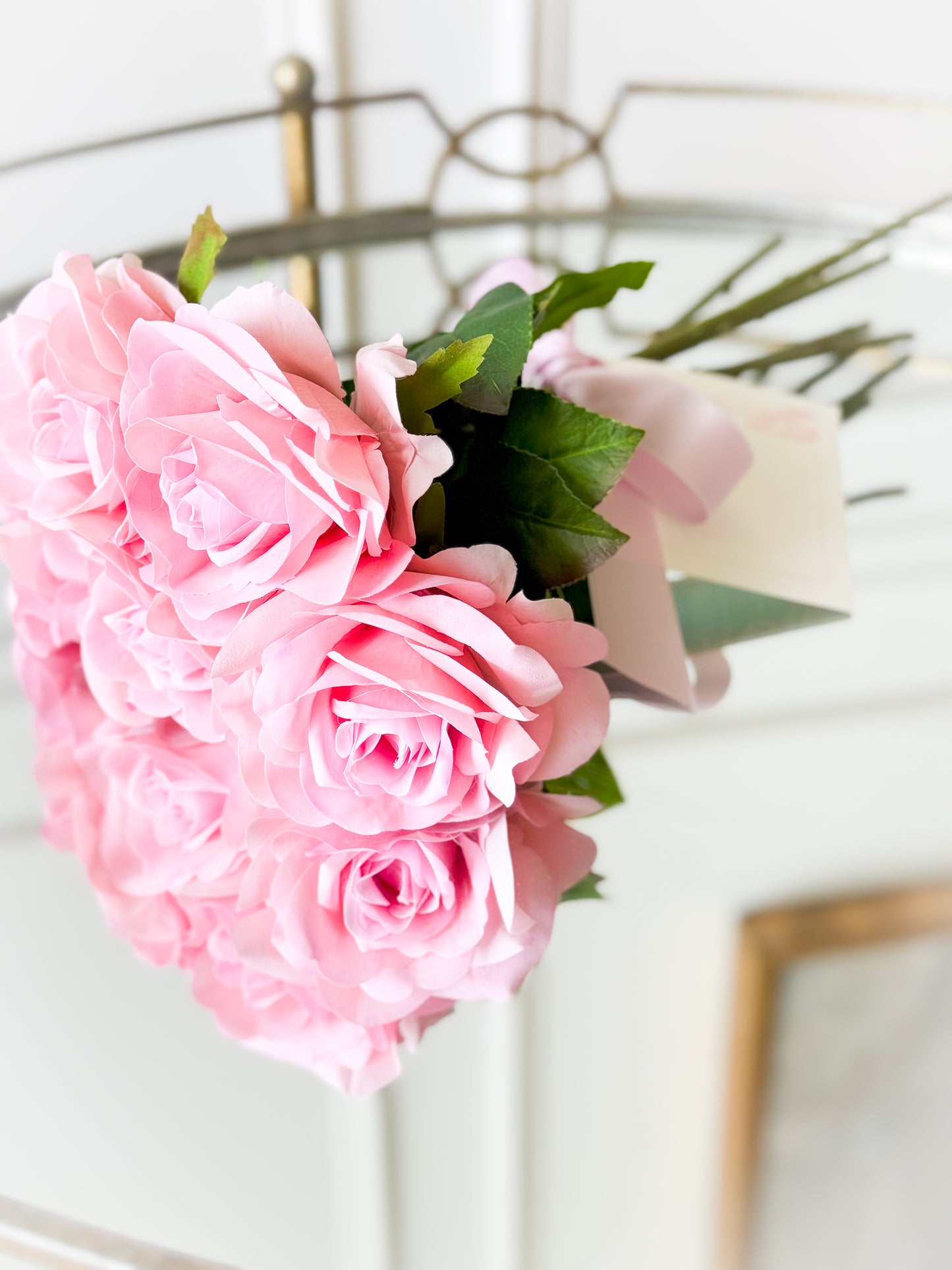 Rose Bouquet With Satin Ribbon And Card