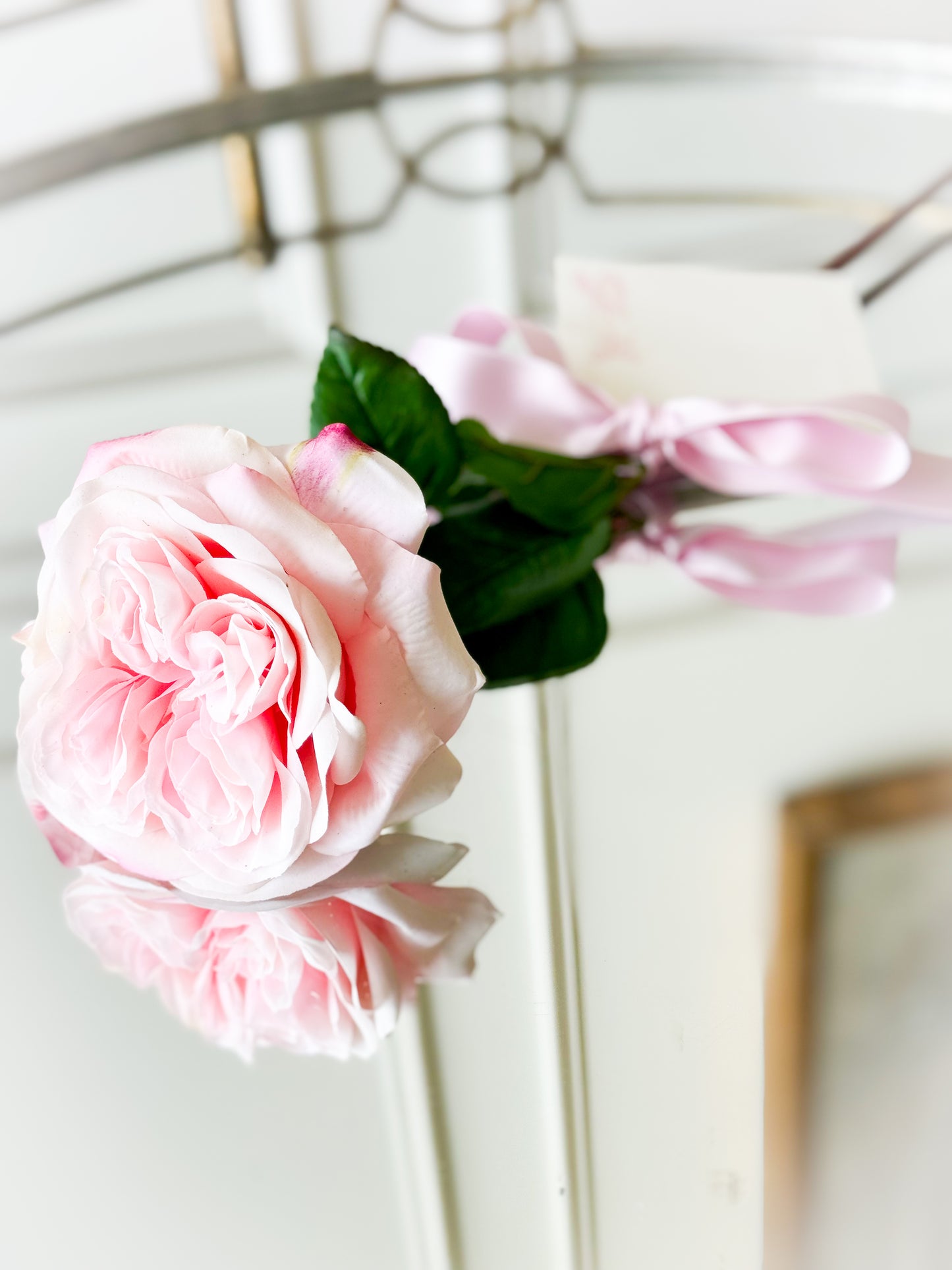 Rose Stem With Satin Ribbon And Card