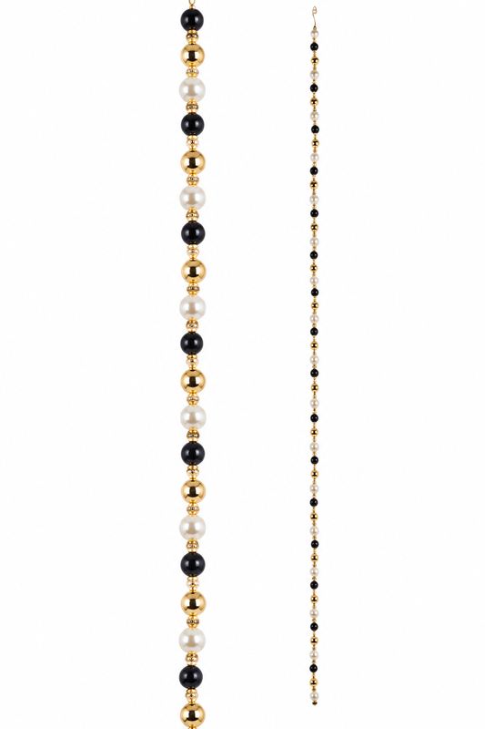 5' Black, White And Pearl Garland