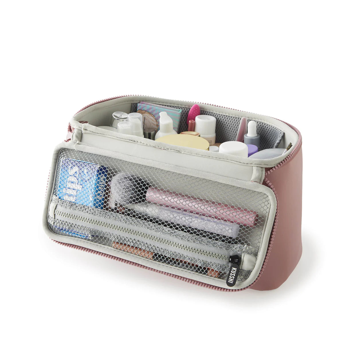KUSSHI Neoprene Train Case- Large, Mauve/Grey