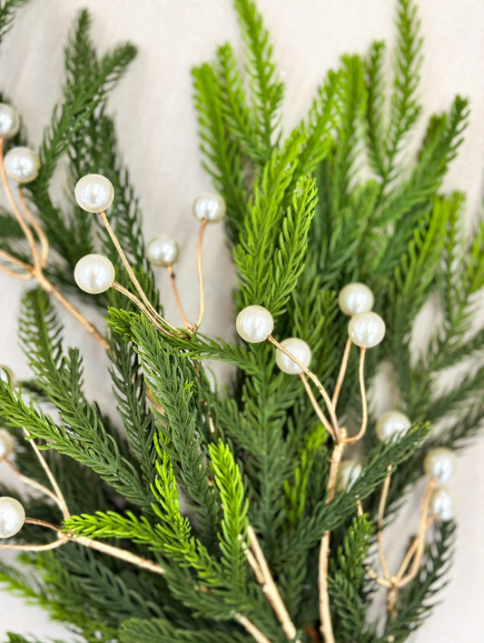 Bundle Of Six Pearl Spray With Willow Pine 30”