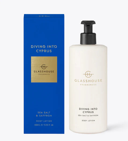 GLASSHOUSE Diving into Cyprus Sea Salt & Saffron Body Lotion 13.53 Oz