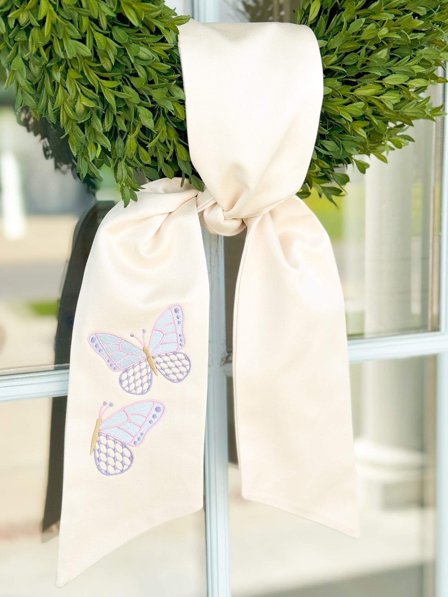 Embroidered Butterfly Wreath Sash