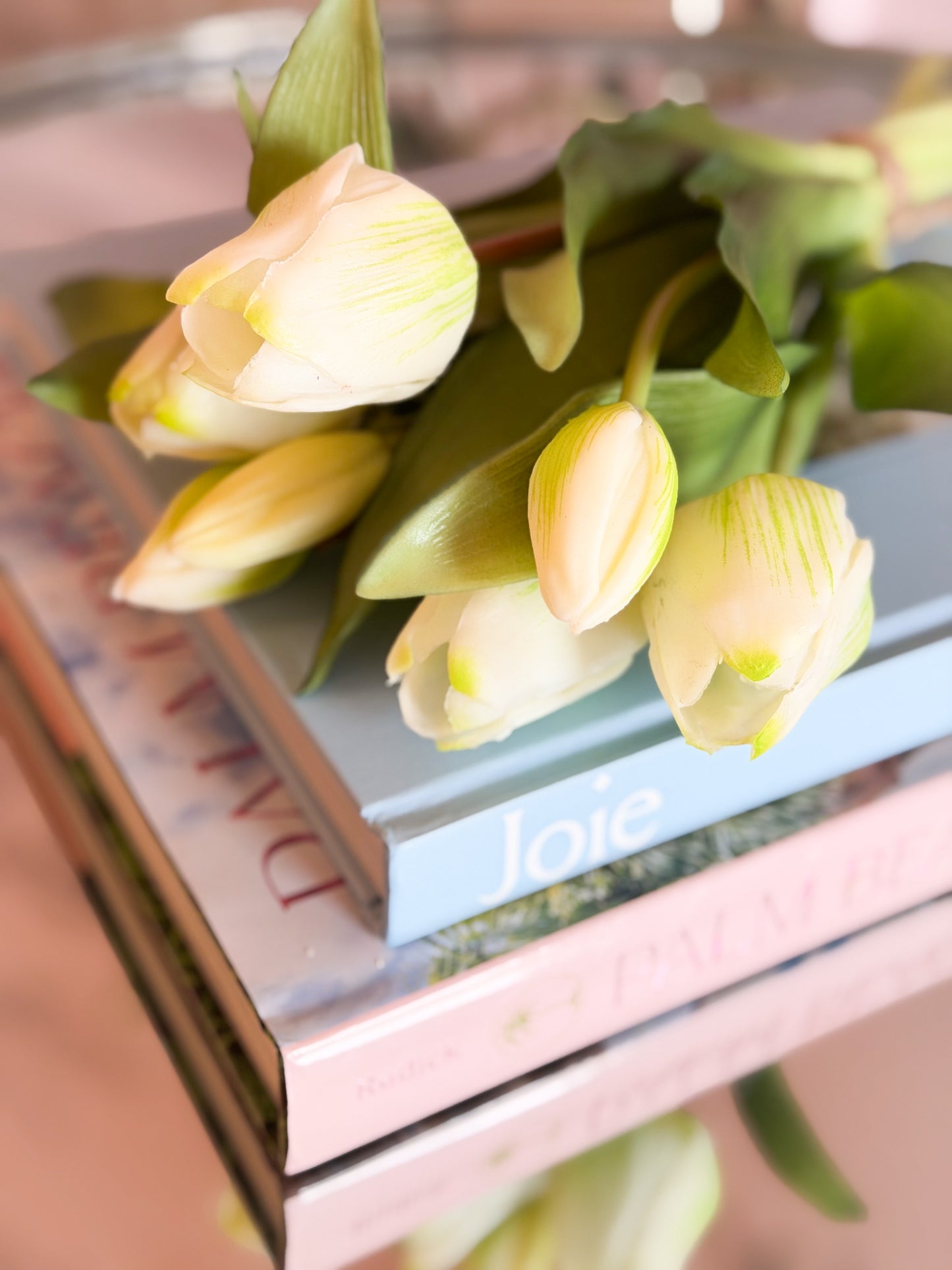 11.75” Real Touch White Tulips