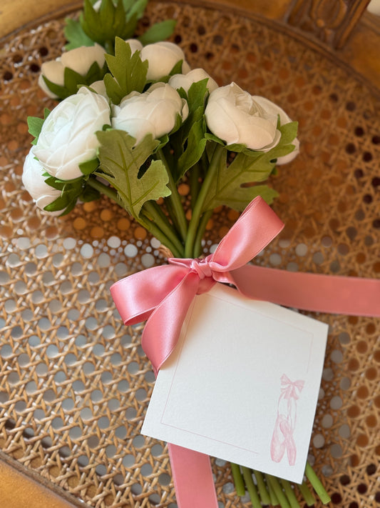 Real Touch Ranunculus Bundle – Soft White with Dance Card