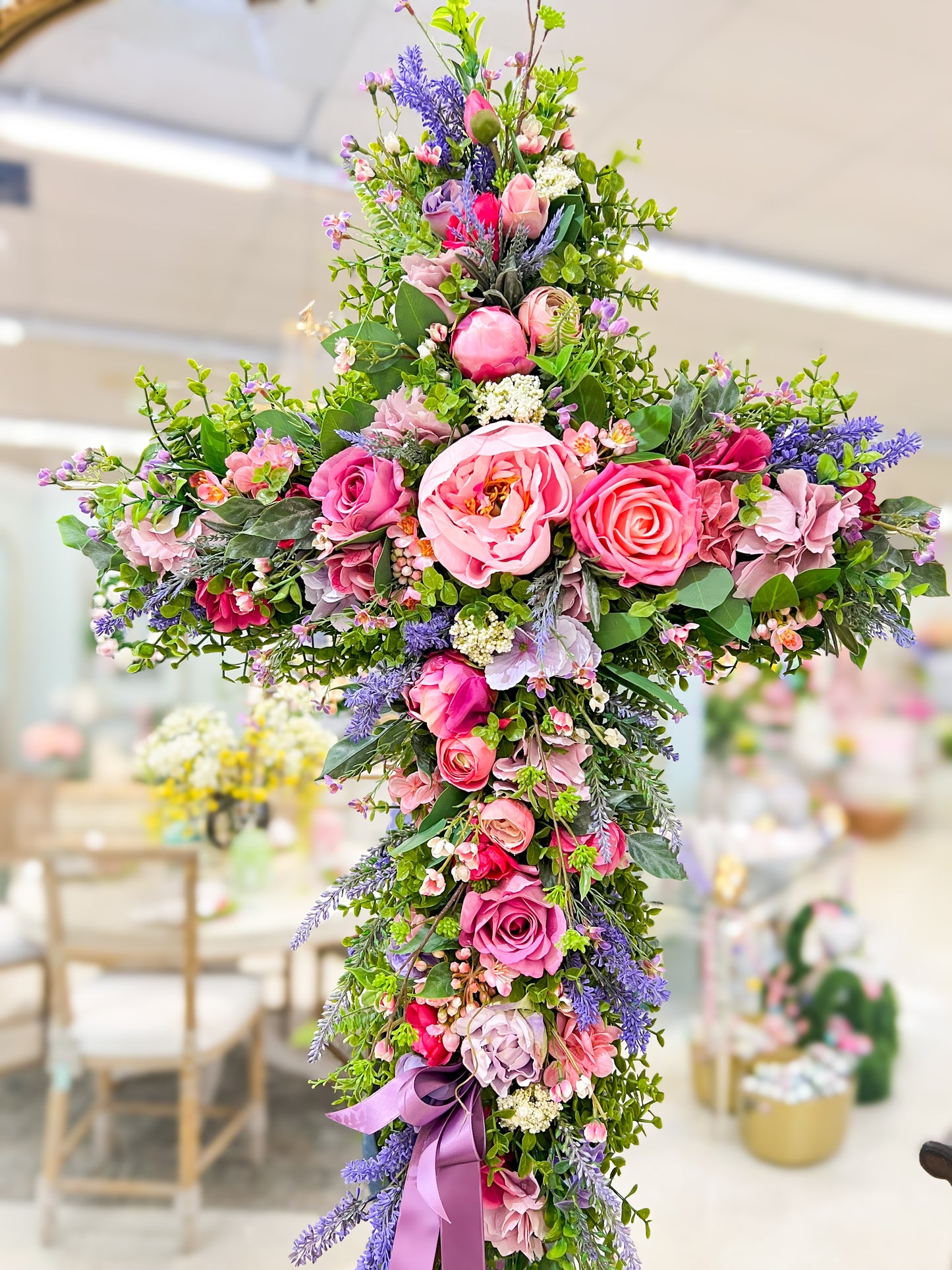 Grace in Full Bloom Floral Cross Wreath