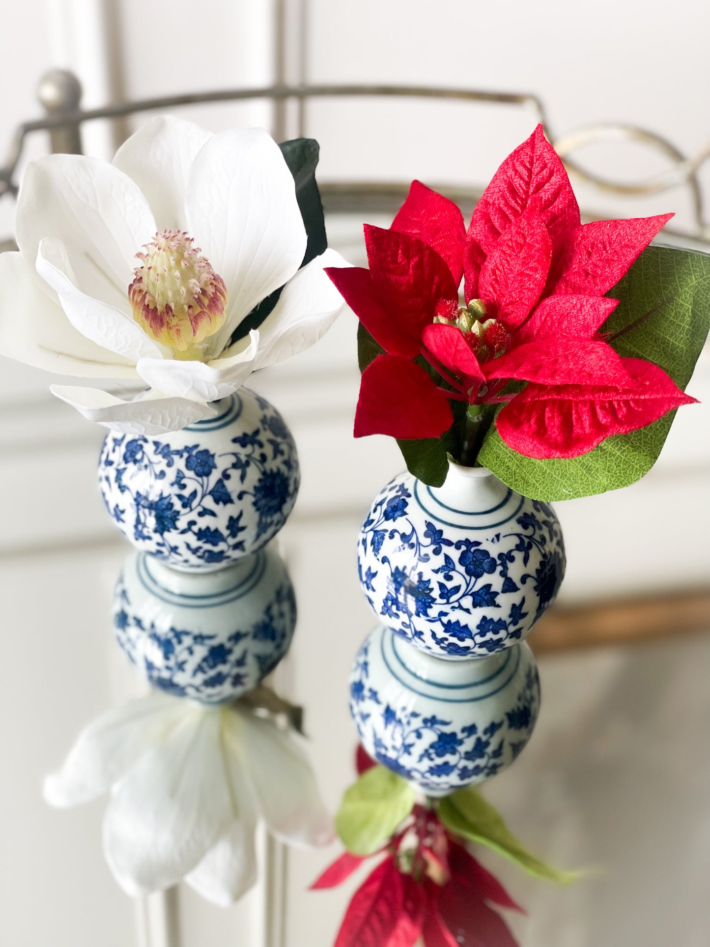 Poinsettia In Chinoiserie Vase