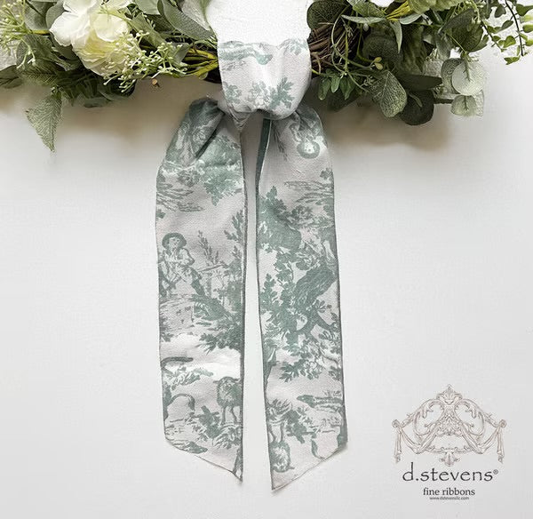 Canvas Toile Sash, Celadon White