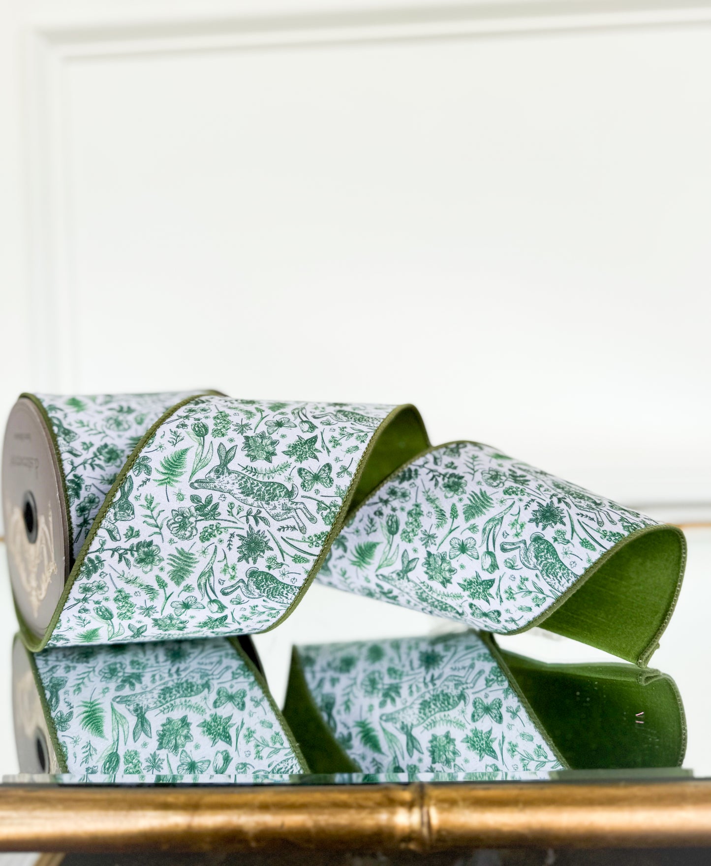 Green Bunny Toile Ribbon