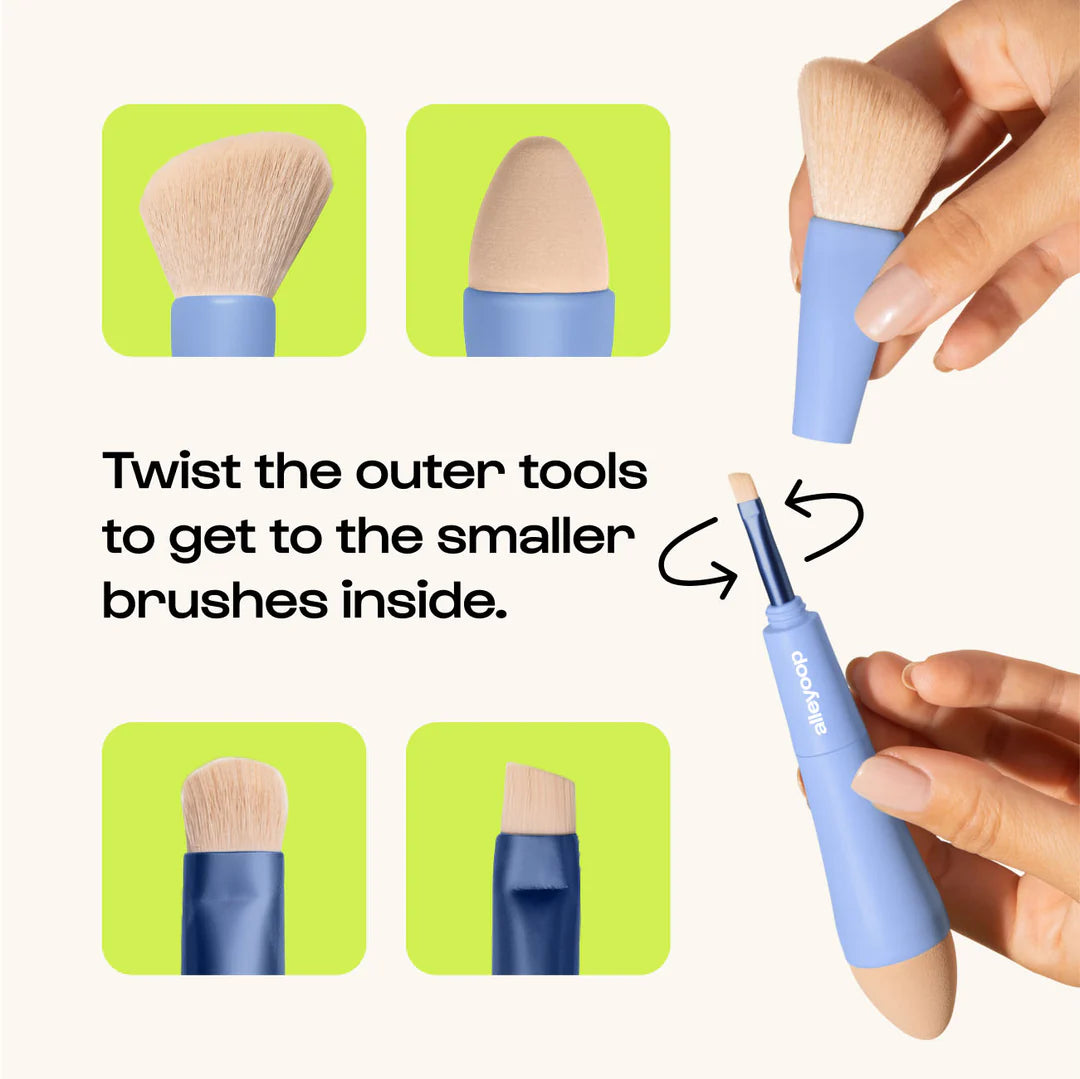 ALLEYOOP Multi-Tasker 4-in-1 Makeup Brush set