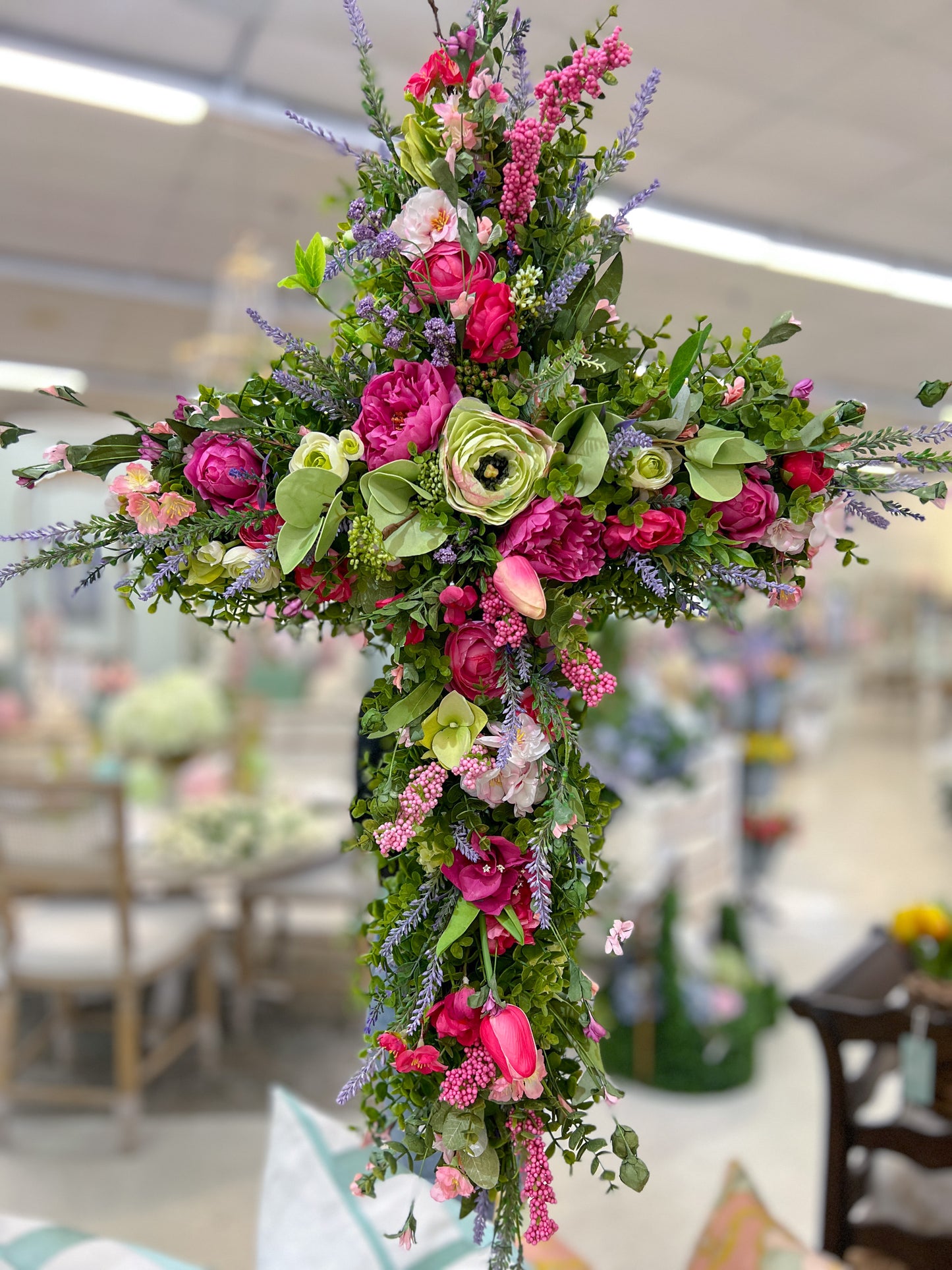 Everlasting Bloom Cross Wreath- Faux Floral Cross